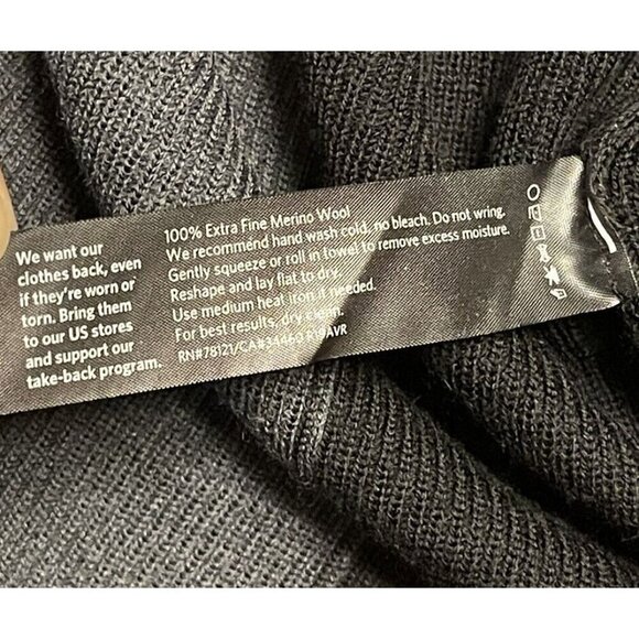 EILEEN FISHER Black & Gray Fine Merino Wool Turtleneck Short Sleeve Sweater M - Picture 4 of 9